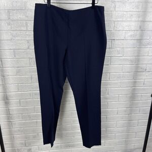 Akris Side Zip Straight leg Pants Navy Blue Womens‎ Size 12 Office Minimalist